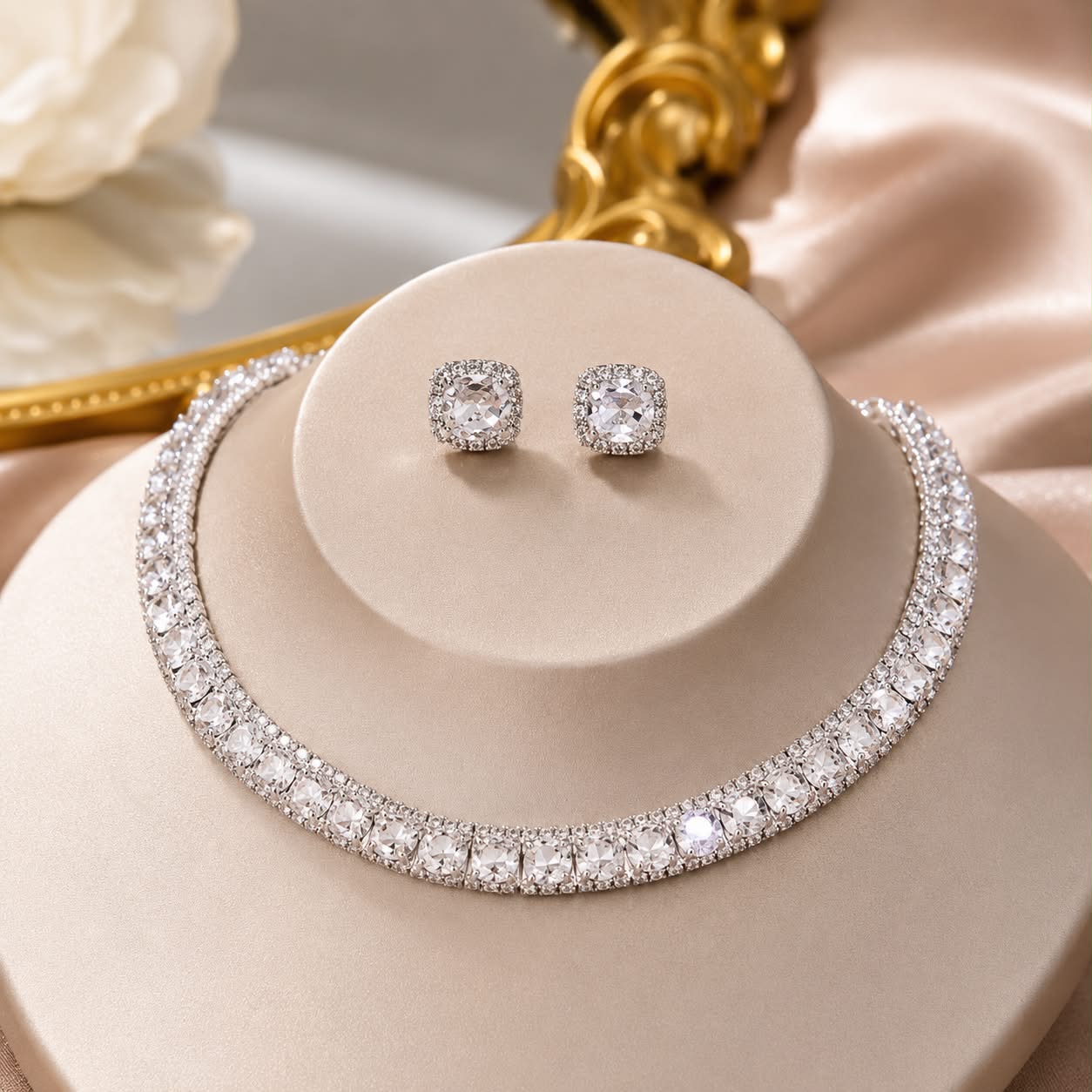 Black Crystal Luxury Jewelry Set – Necklace & Earrings