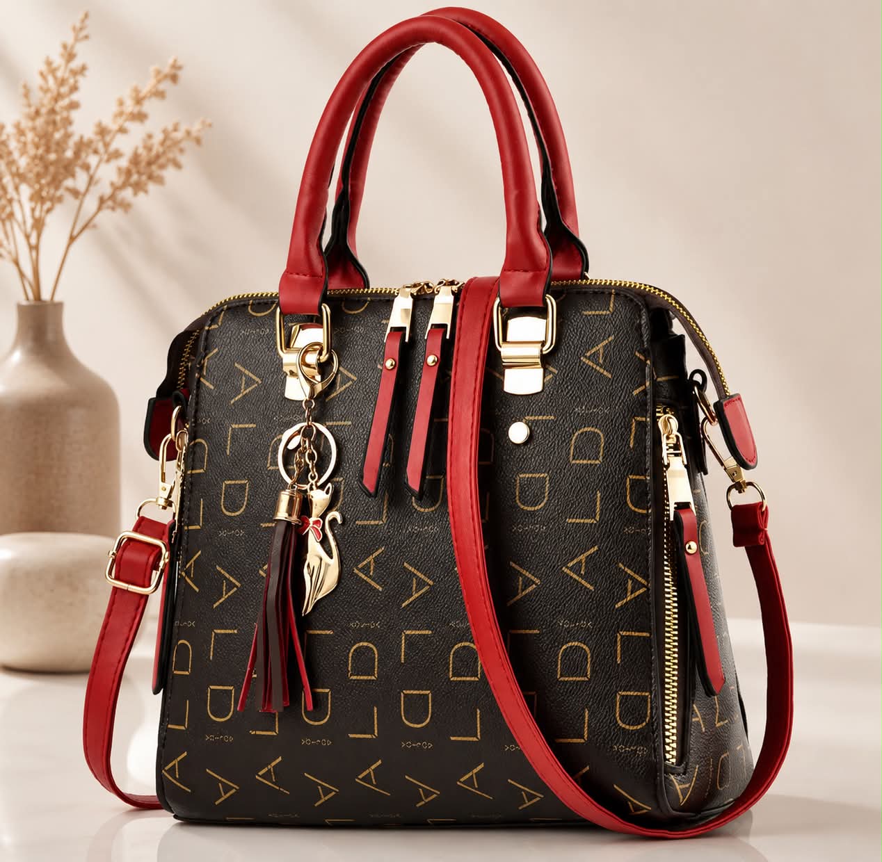 Luxury Monogram Handbag with Tassel Charm
