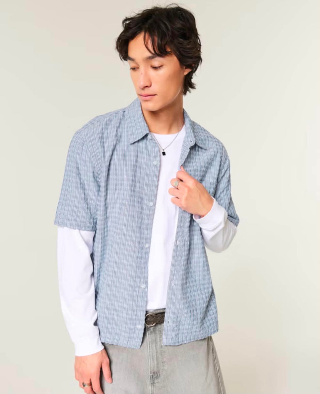 Textured Seersucker Short Sleeve Shirt