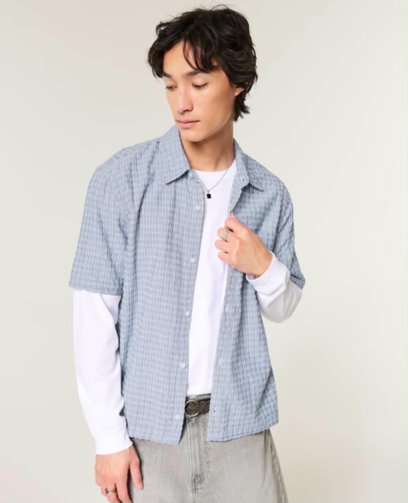Textured Seersucker Short Sleeve Shirt