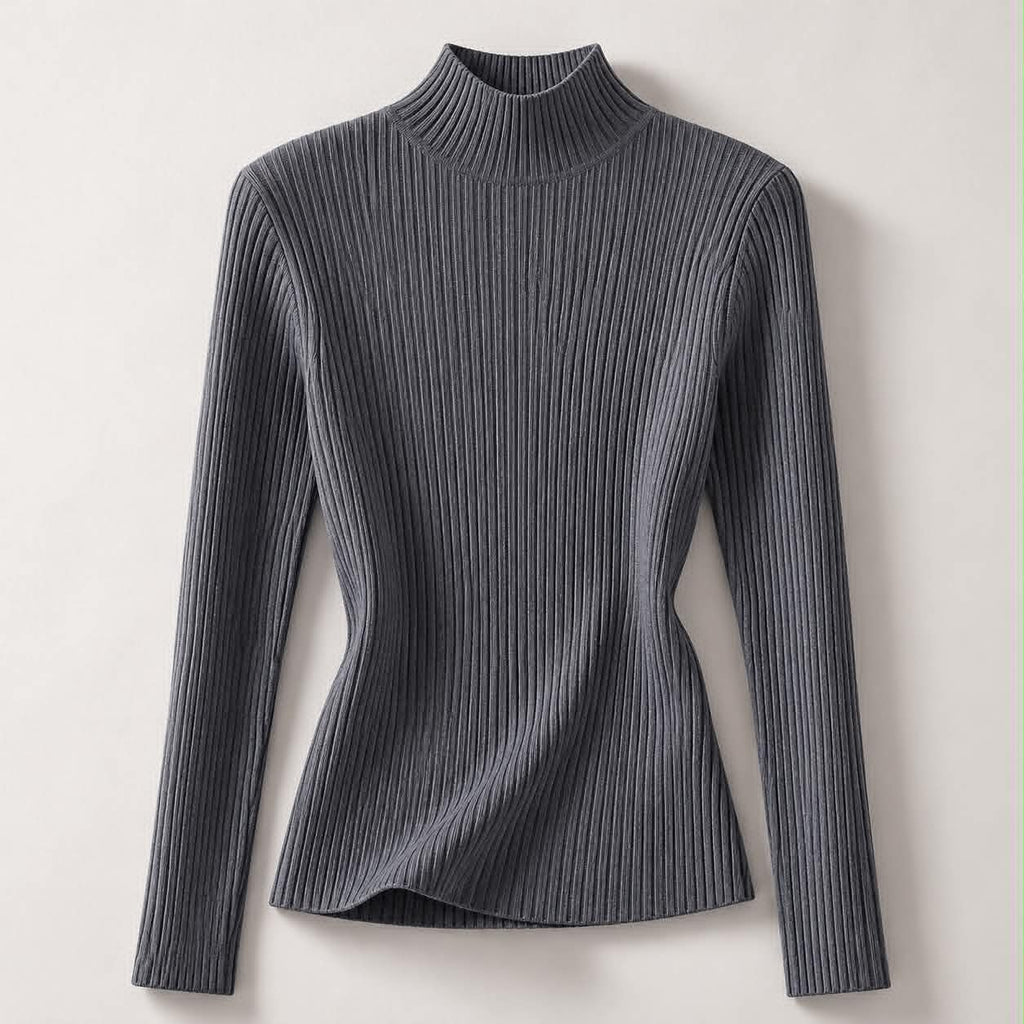 Women’s Ribbed Turtleneck Sweater – Long Sleeve Slim Fit Knit Top