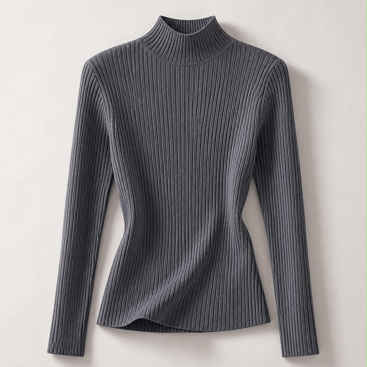 Women’s Ribbed Turtleneck Sweater – Long Sleeve Slim Fit Knit Top