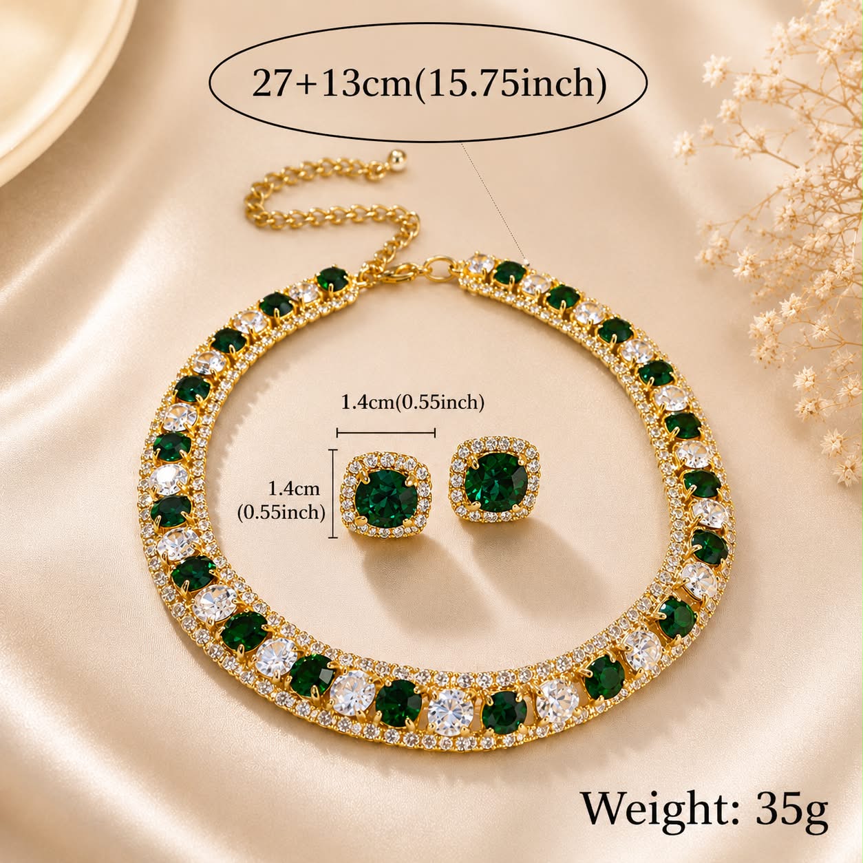 Black Crystal Luxury Jewelry Set – Necklace & Earrings
