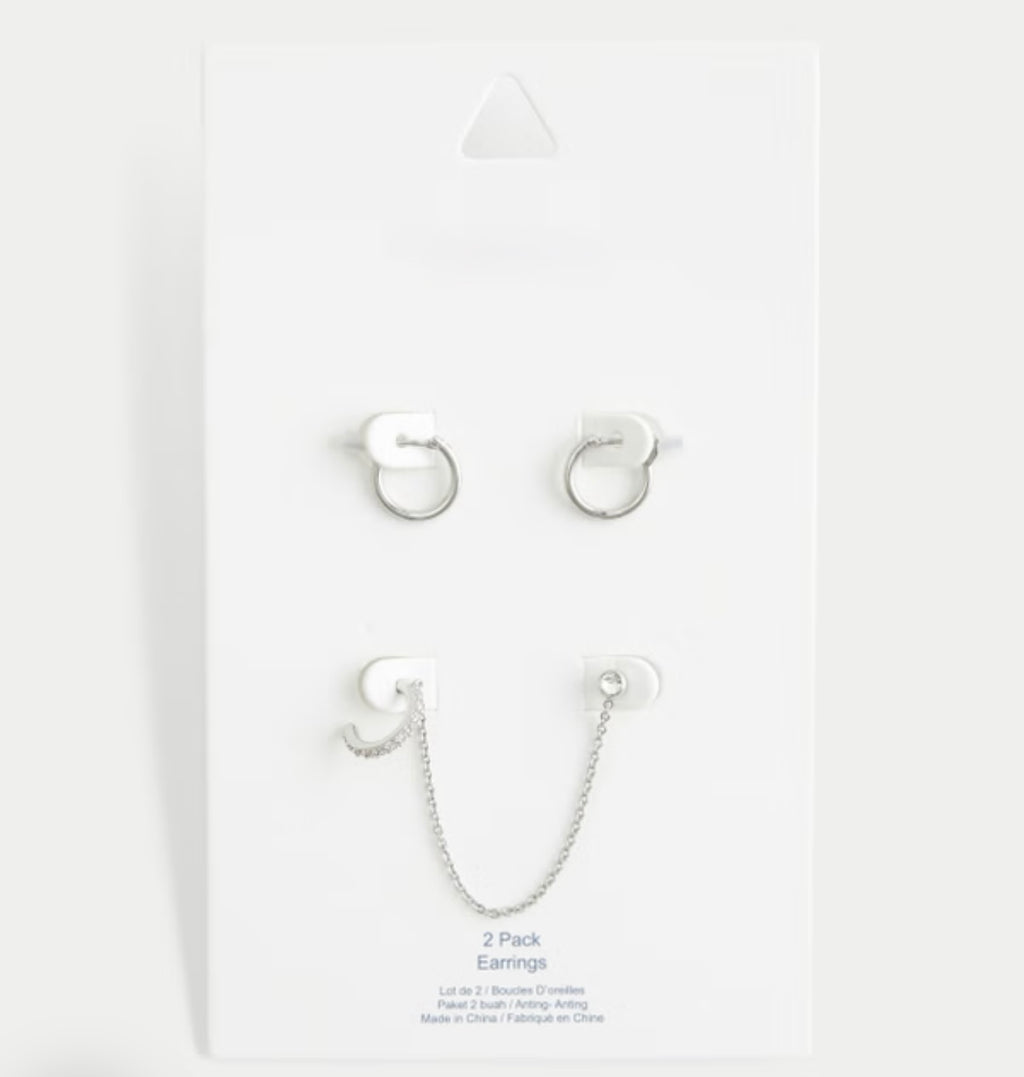 Pack de 2 pendientes de aro y ear cuff