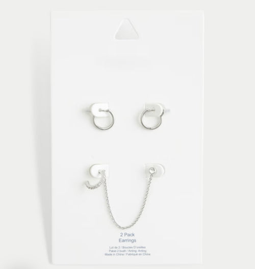 2-Pack Hoop Earrings & Ear Cuff Set