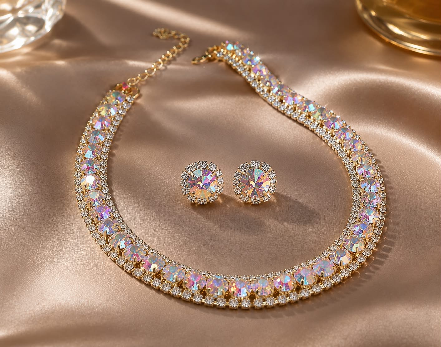 Black Crystal Luxury Jewelry Set – Necklace & Earrings