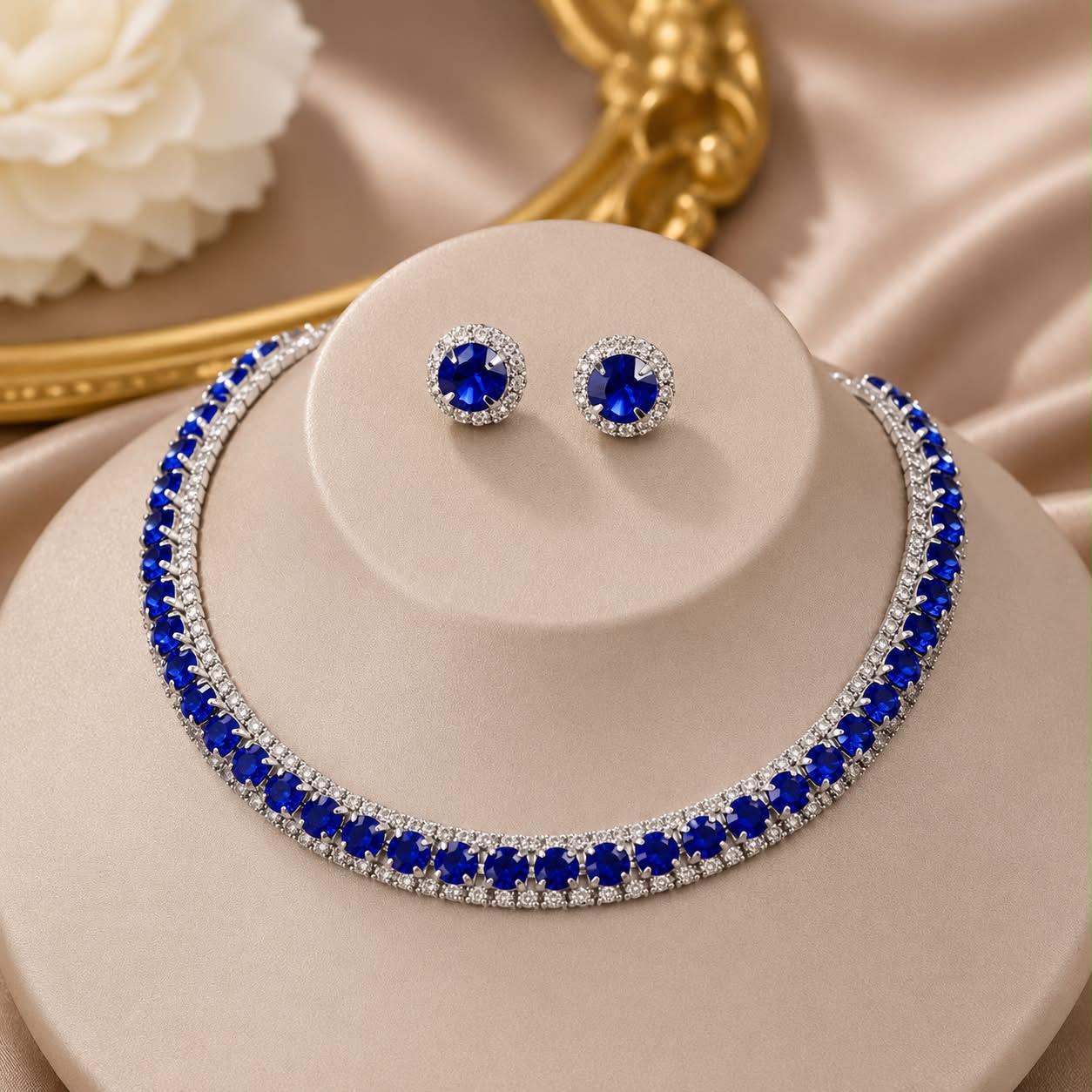 Black Crystal Luxury Jewelry Set – Necklace & Earrings