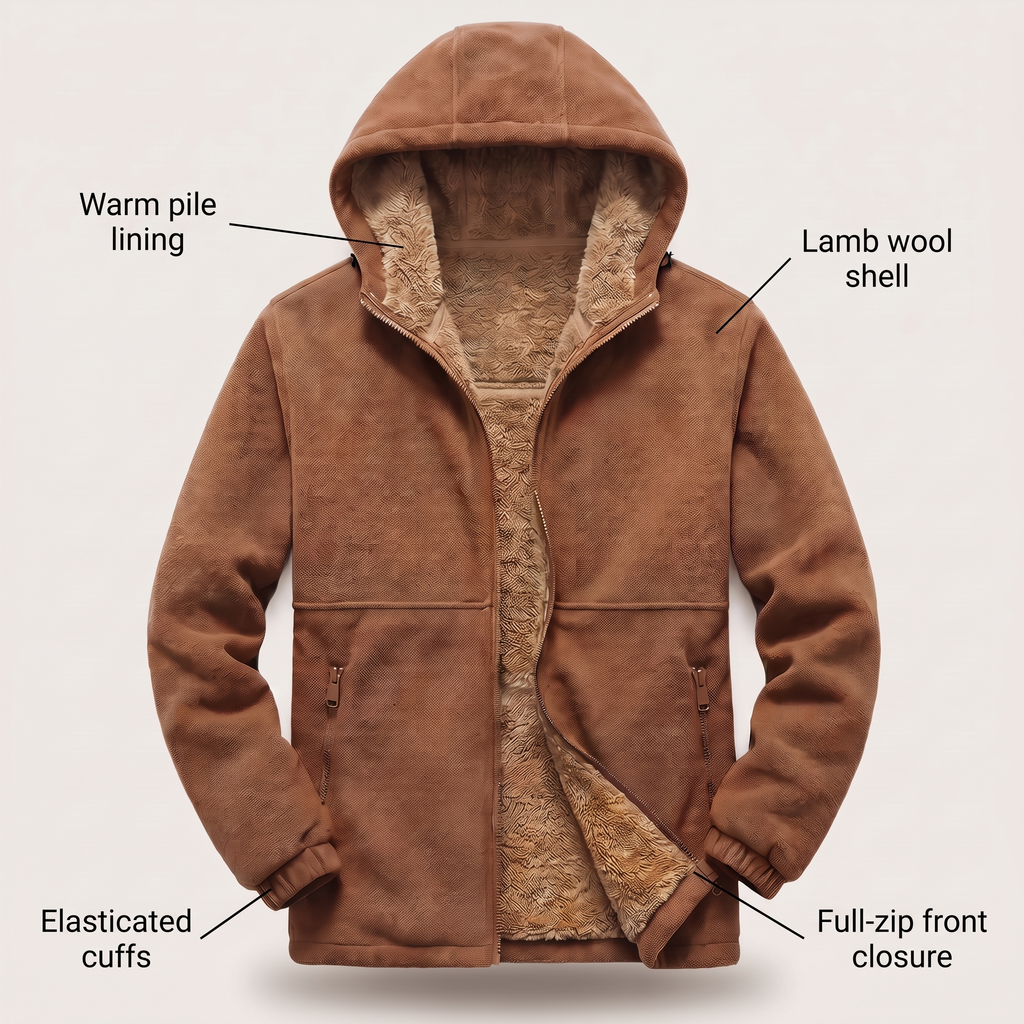 SHERPA LINED FLEECE HOODED JACKET