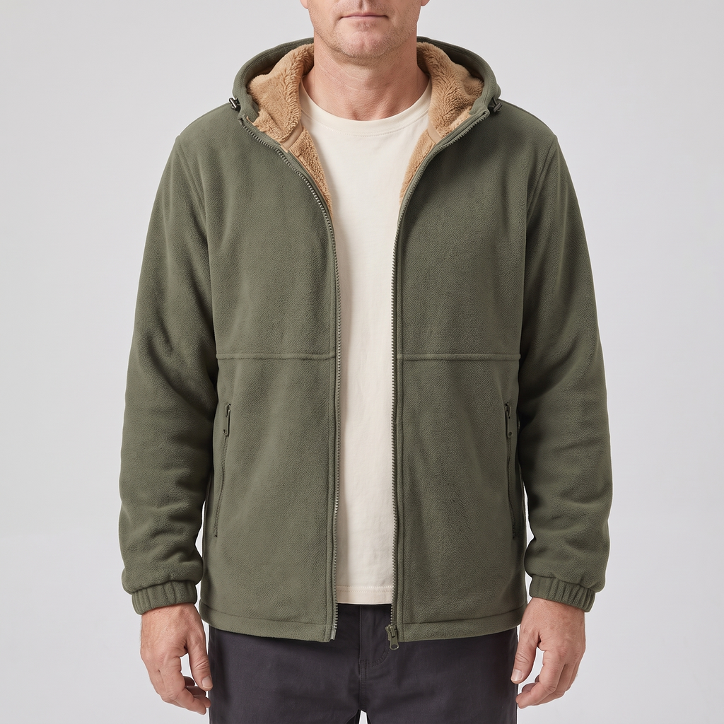SHERPA LINED FLEECE HOODED JACKET
