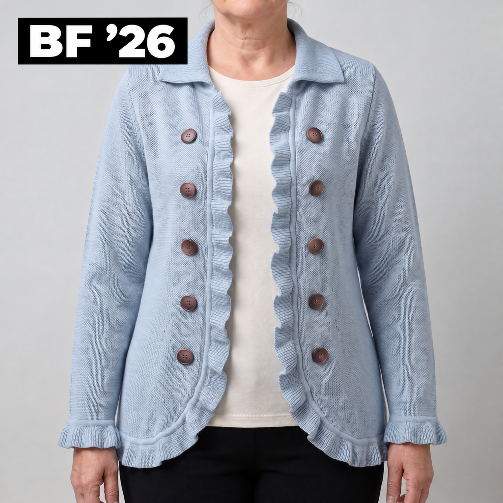 GRACEFUL RUFFLE DETAIL CARDIGAN