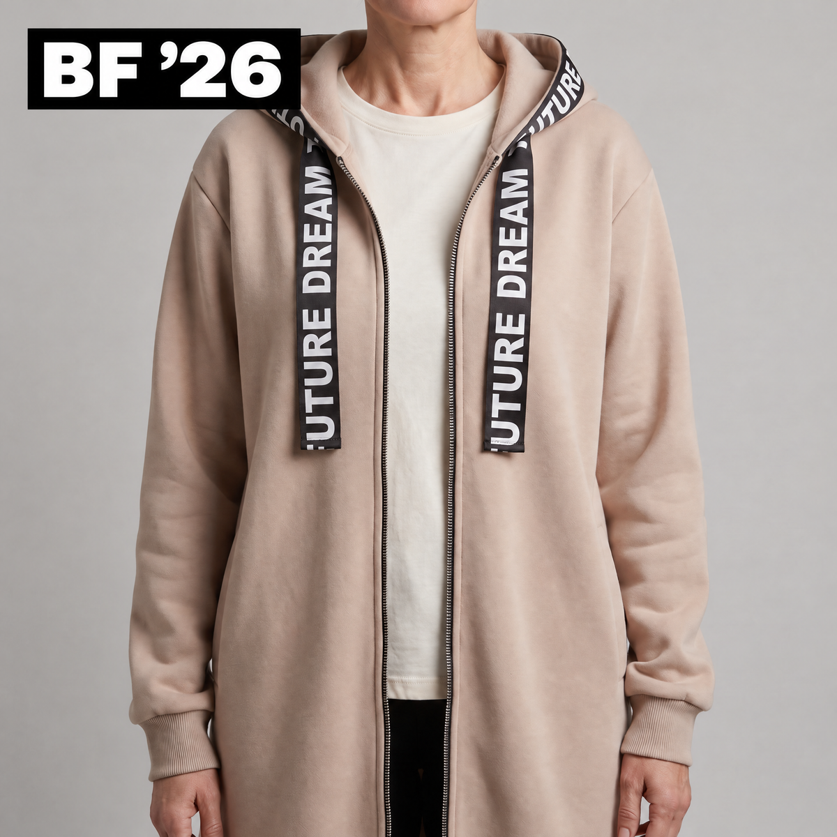 CASUAL LUXE HOODED SWEATSHIRT COAT