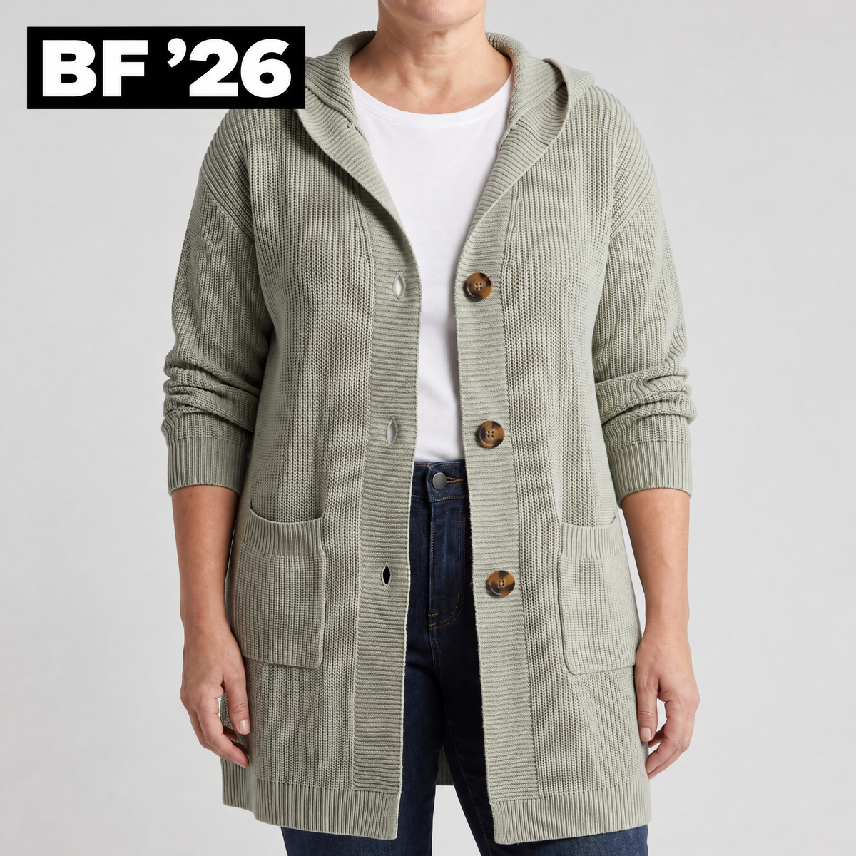 WARM ESSENTIAL HOODED CARDIGAN