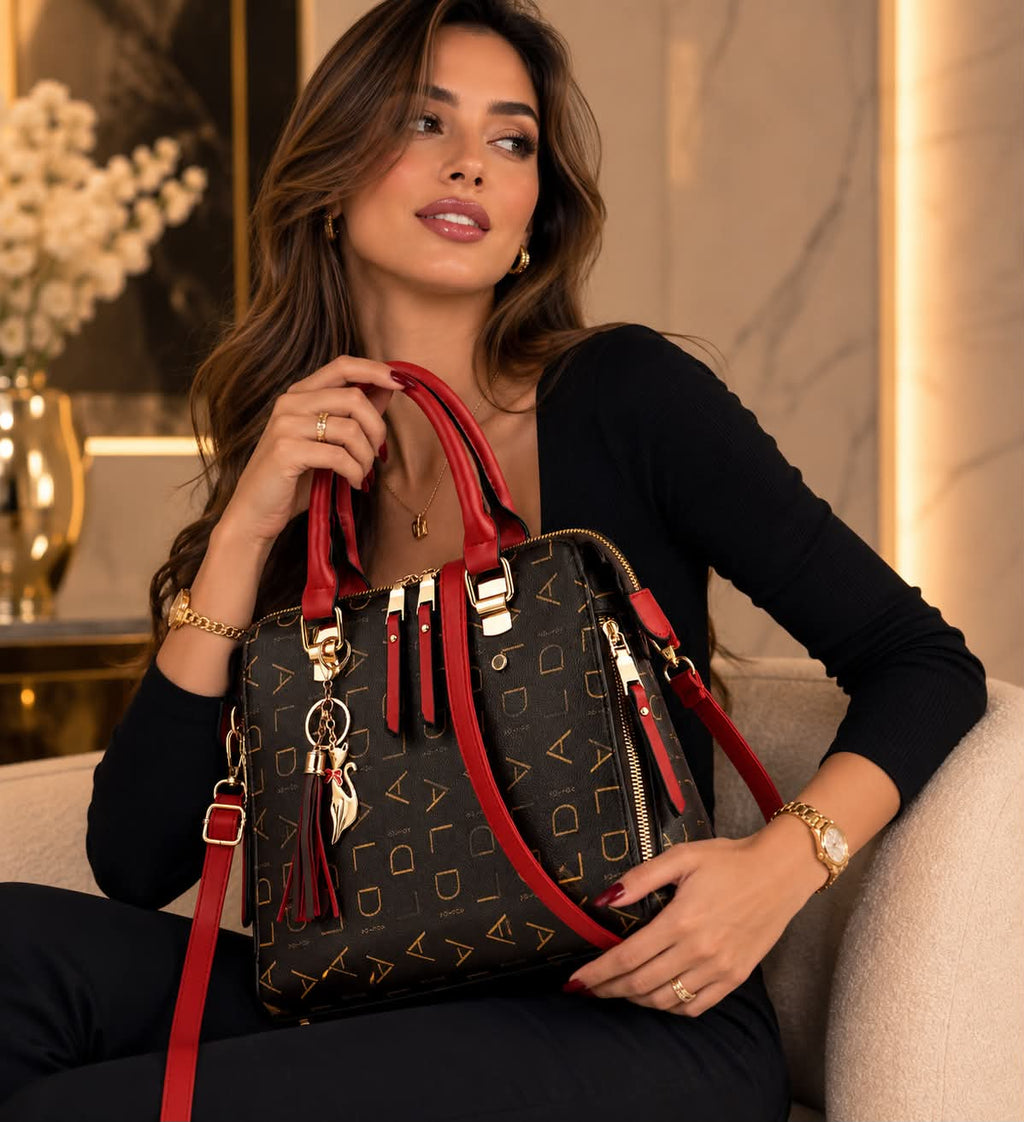 Luxury Monogram Handbag with Tassel Charm