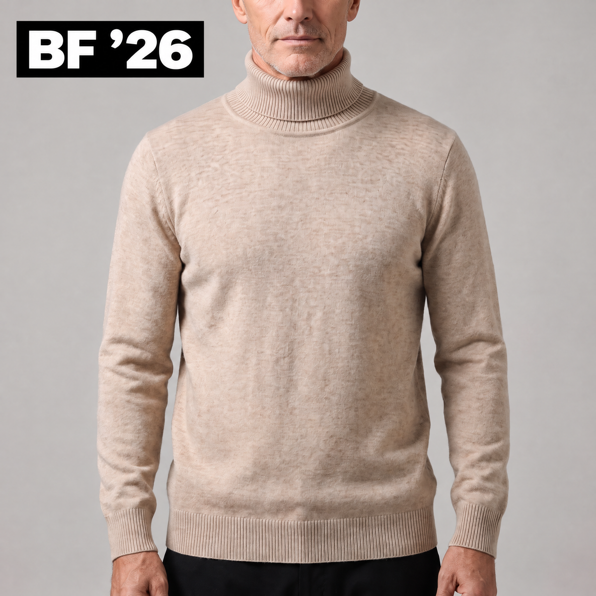 ELEGANT CASHMERE ROLL NECK KNIT