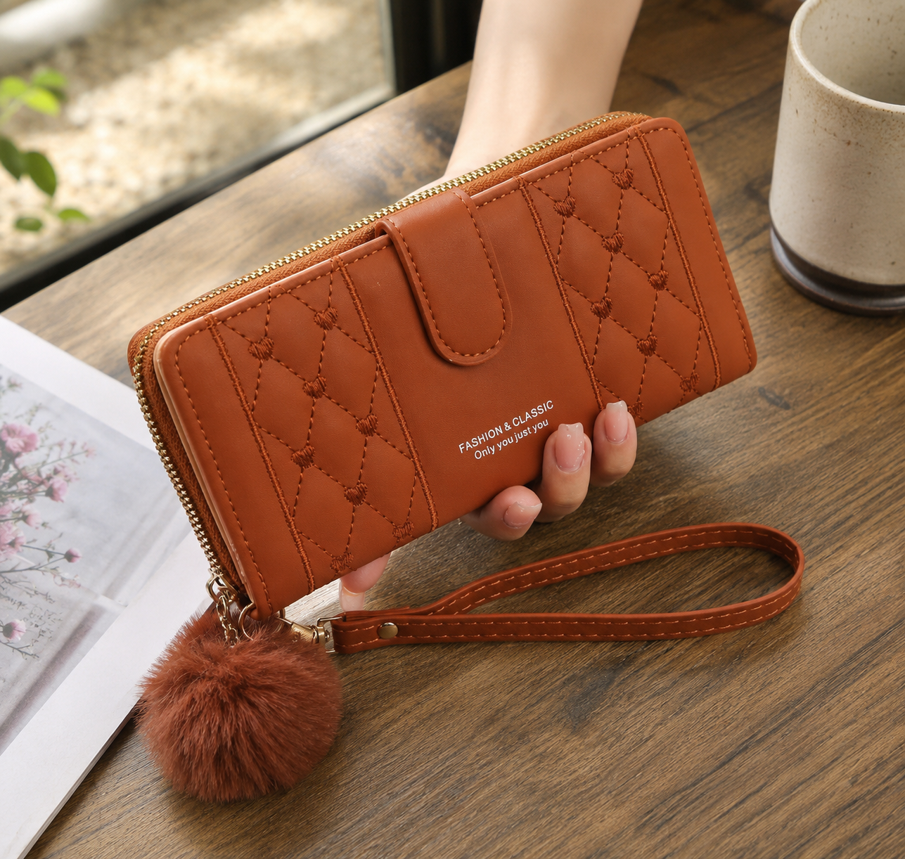 legant Quilted Zip Wallet for Women