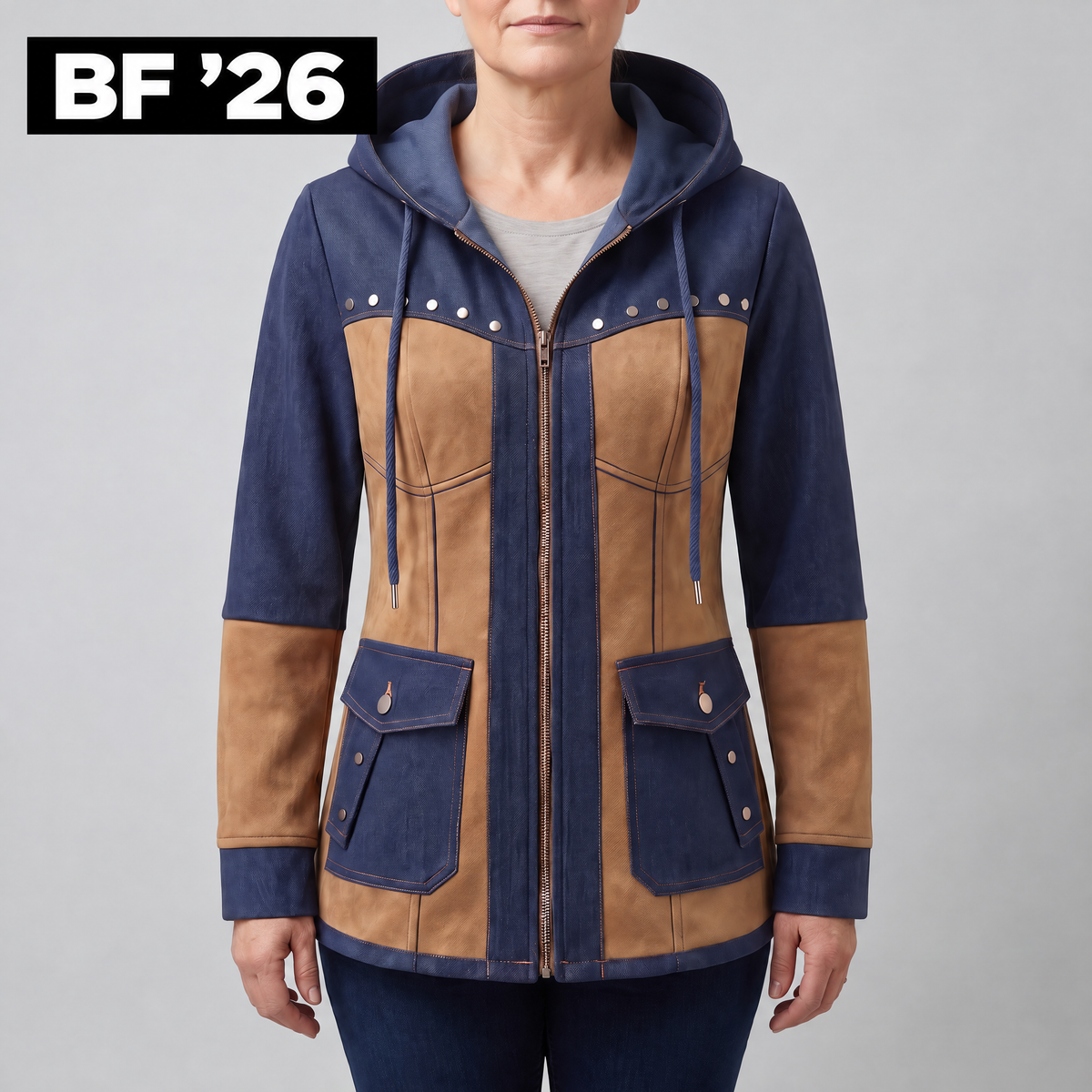 CONTRAST PANEL HOODED JACKET
