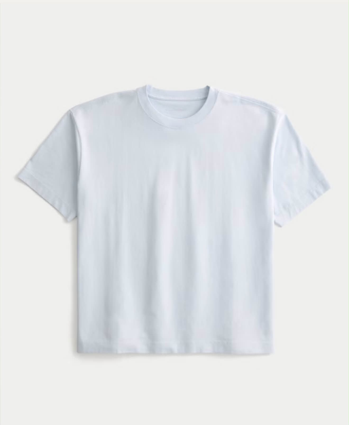 Camiseta de algodón gruesa de corte cuadrado y cuello redondo