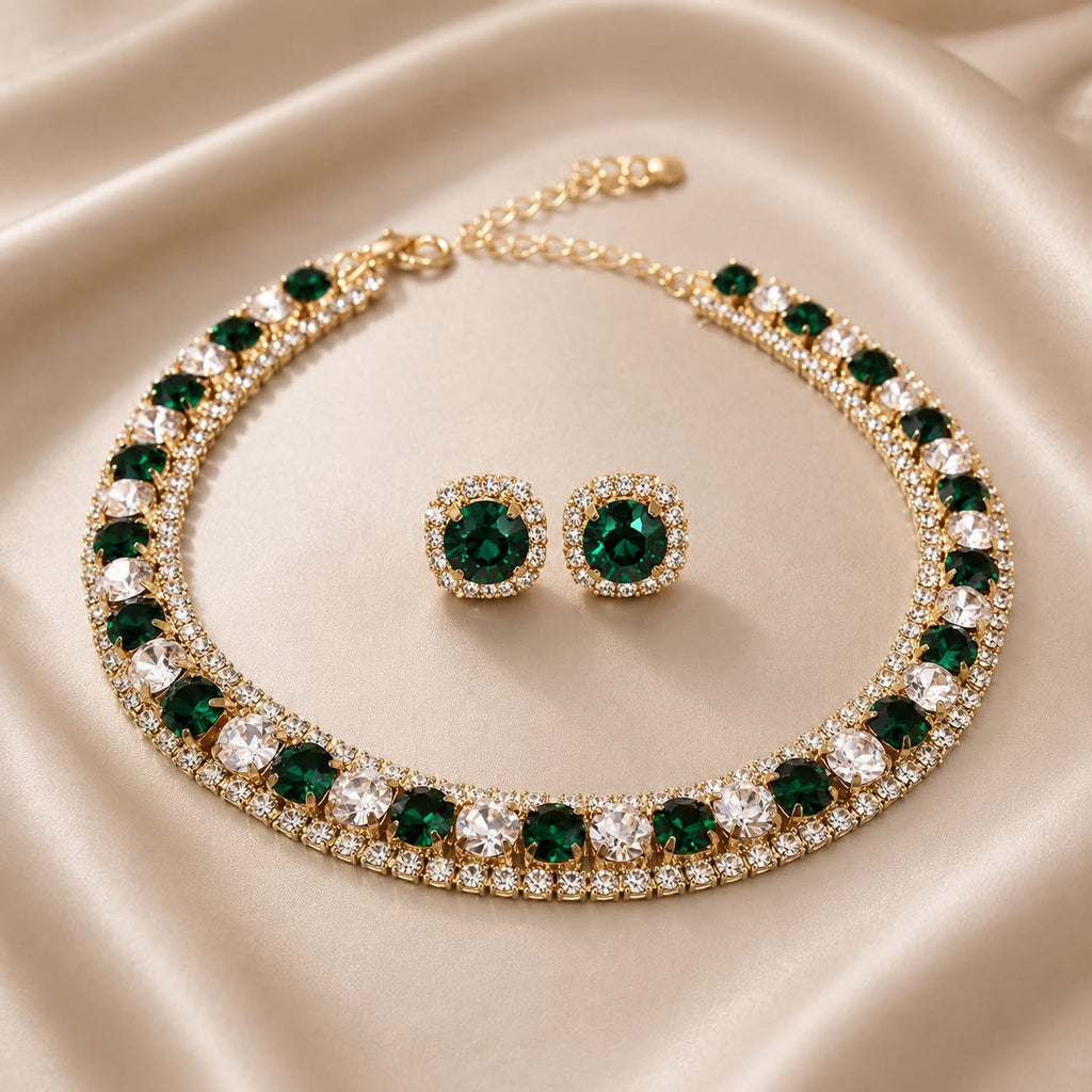 Black Crystal Luxury Jewelry Set – Necklace & Earrings