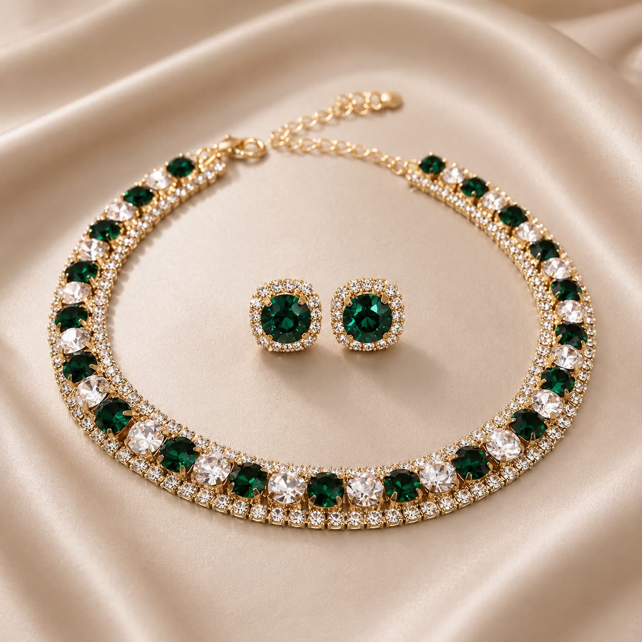 Black Crystal Luxury Jewelry Set – Necklace & Earrings
