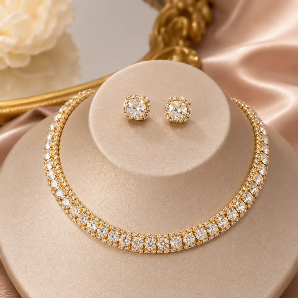 Black Crystal Luxury Jewelry Set – Necklace & Earrings