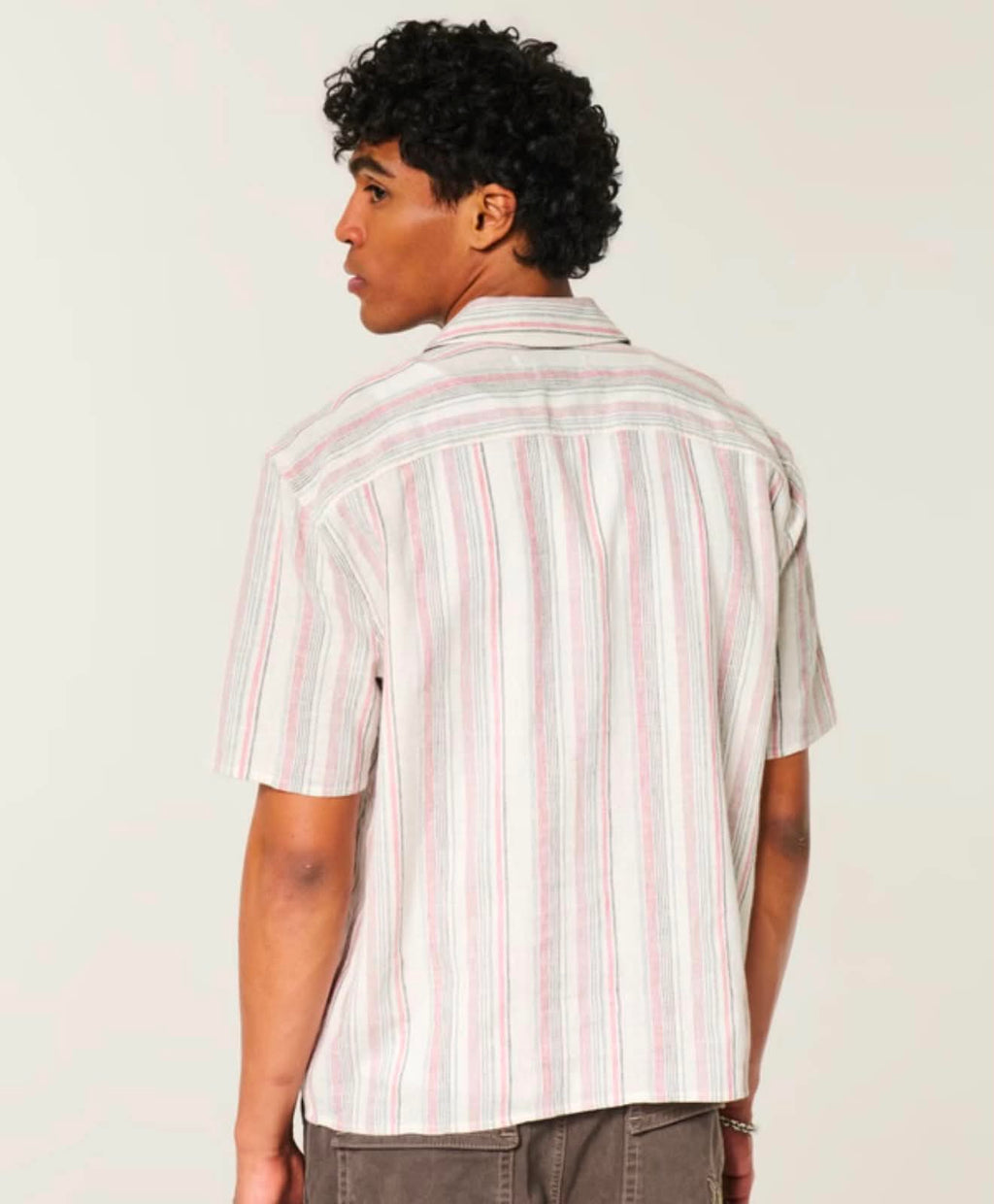Men’s Relaxed Linen Blend Striped Short Sleeve Shirt