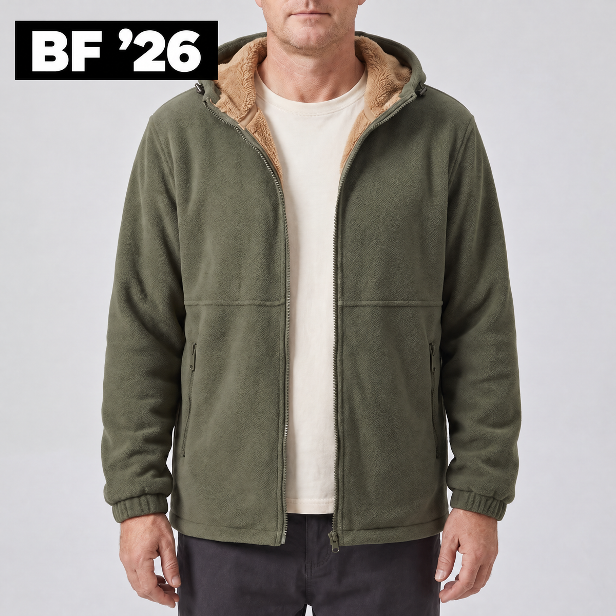 SHERPA LINED FLEECE HOODED JACKET