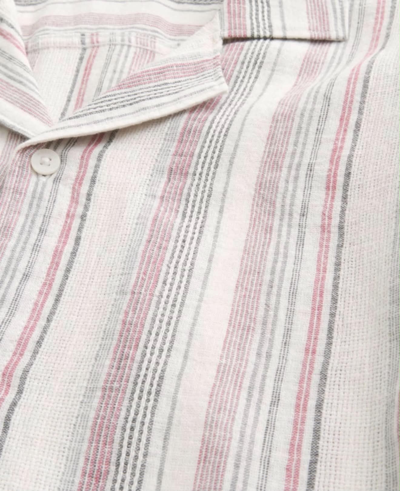 Men’s Relaxed Linen Blend Striped Short Sleeve Shirt