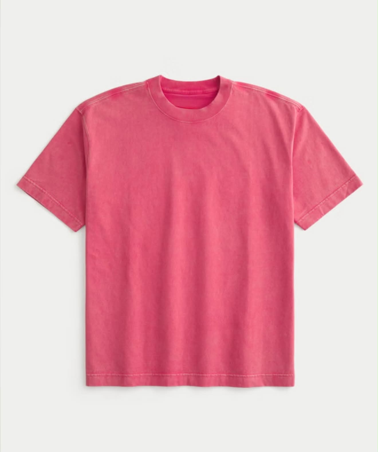 Camiseta de algodón de corte cuadrado gruesa y lavada con cuello redondo
