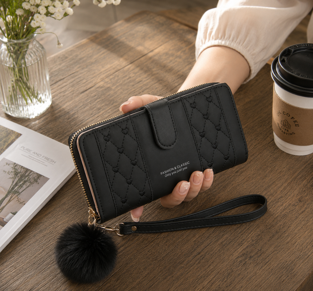 legant Quilted Zip Wallet for Women
