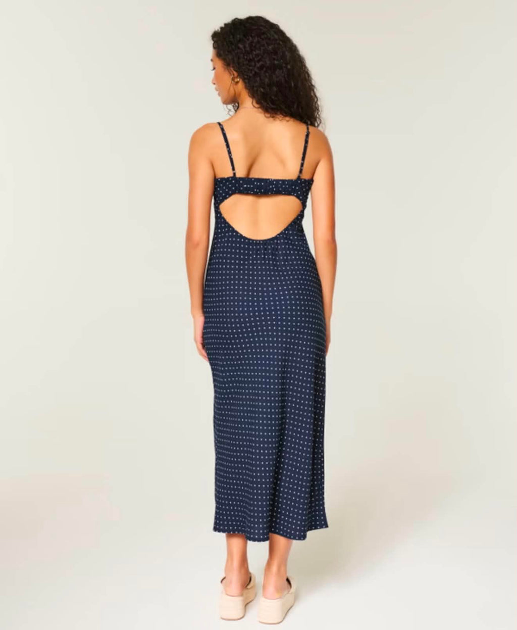 Elegant Polka Dot Midi Slip Dress