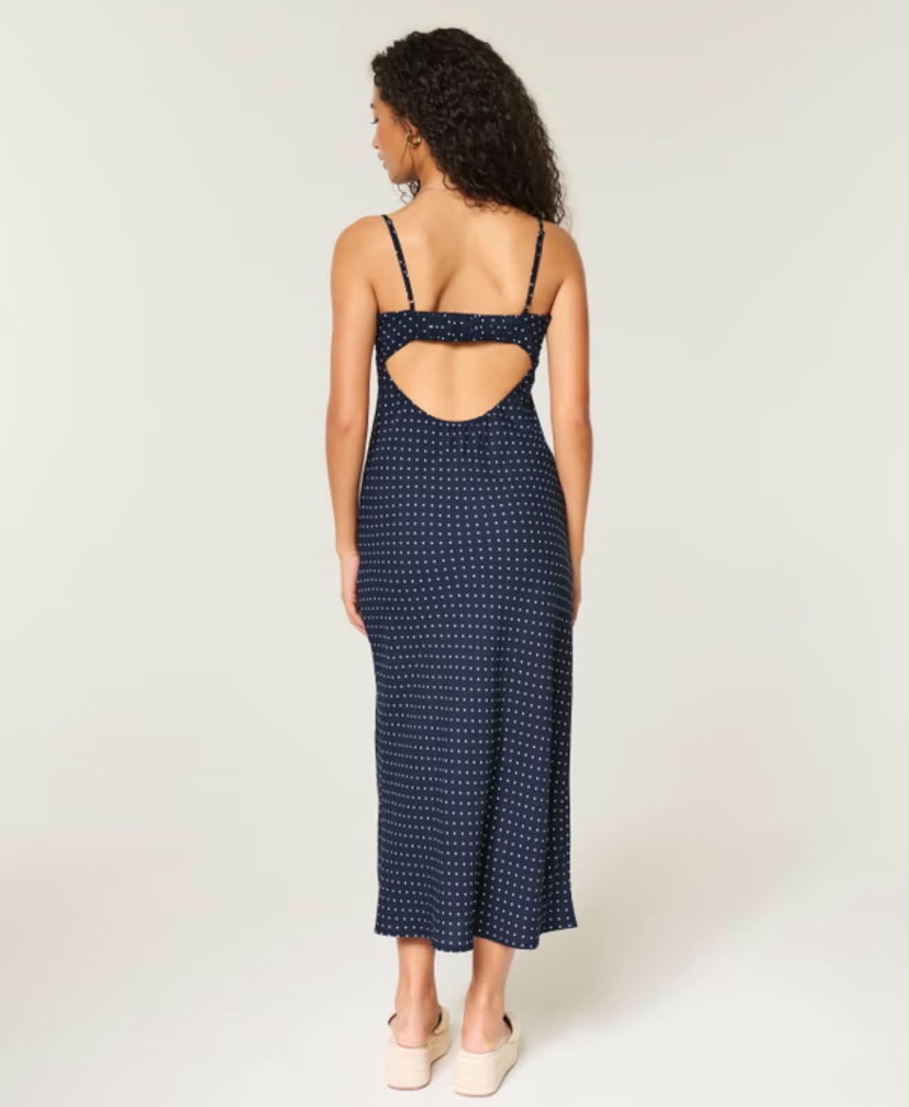 Elegant Polka Dot Midi Slip Dress