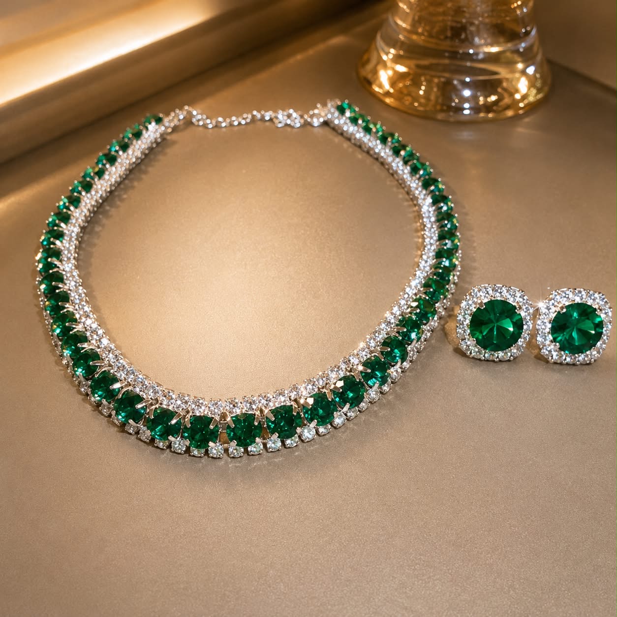 Black Crystal Luxury Jewelry Set – Necklace & Earrings