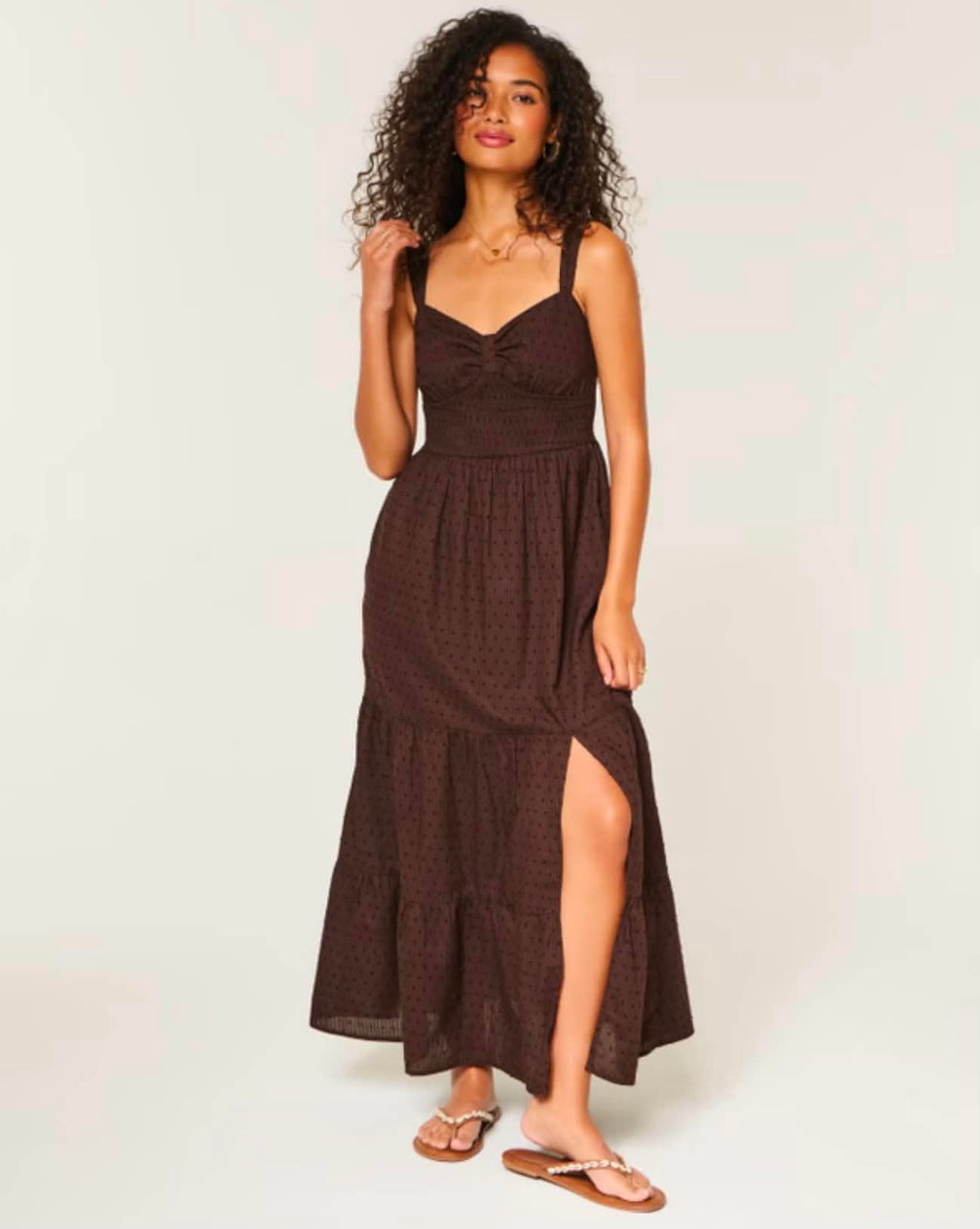 Brown Lace Maxi Dress