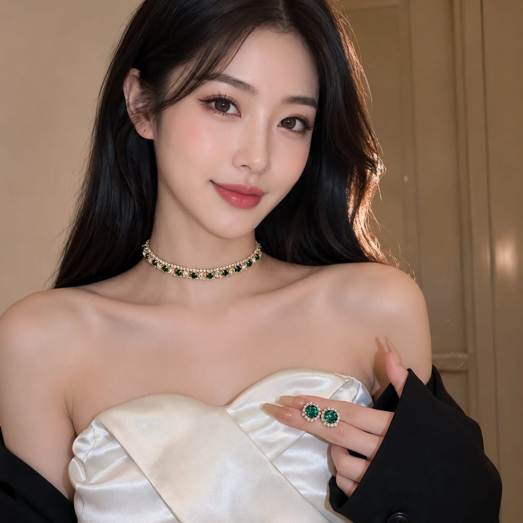 Black Crystal Luxury Jewelry Set – Necklace & Earrings