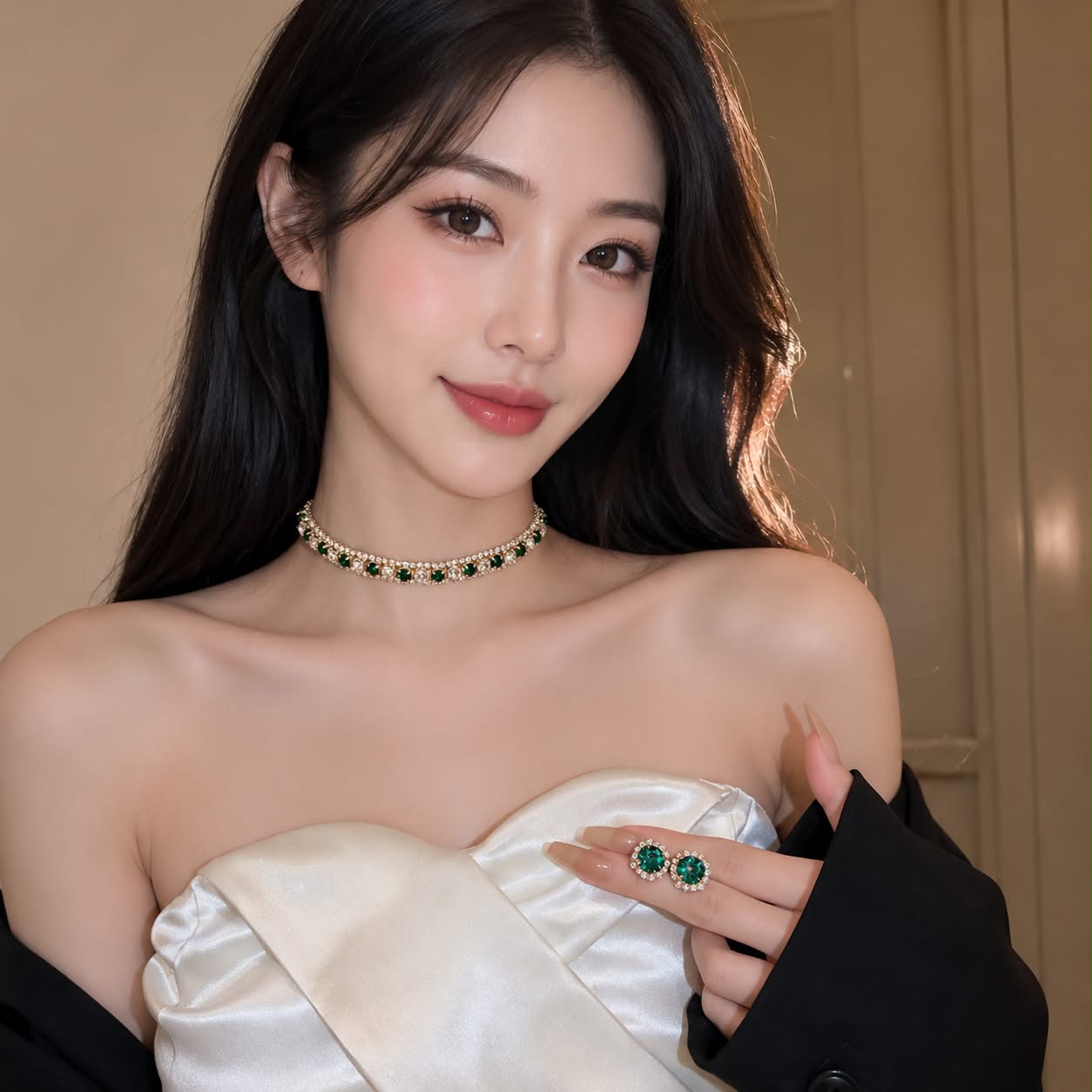 Black Crystal Luxury Jewelry Set – Necklace & Earrings