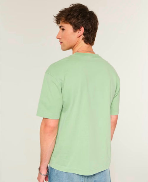 Camiseta de algodón gruesa de corte cuadrado y cuello redondo