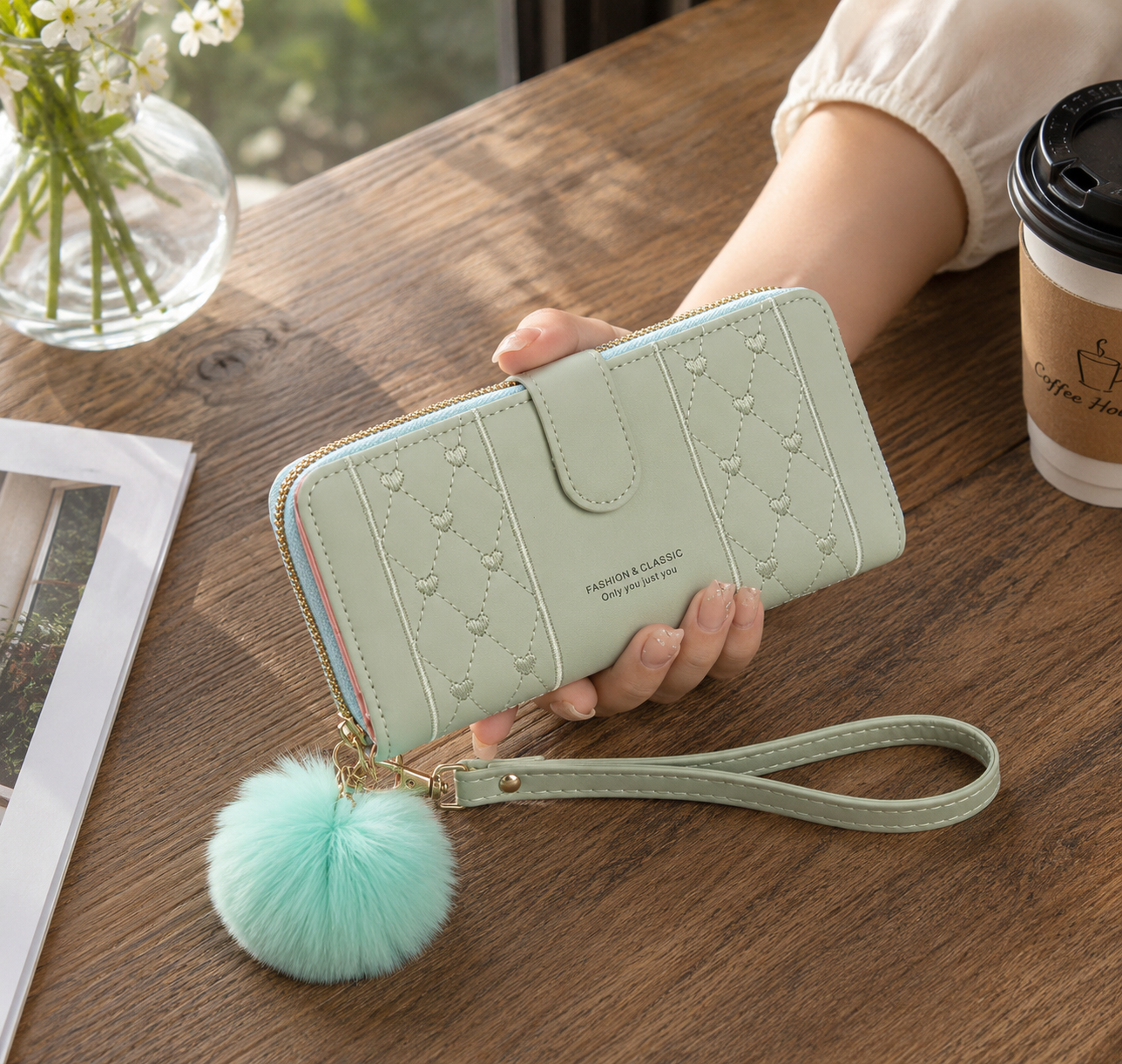 legant Quilted Zip Wallet for Women