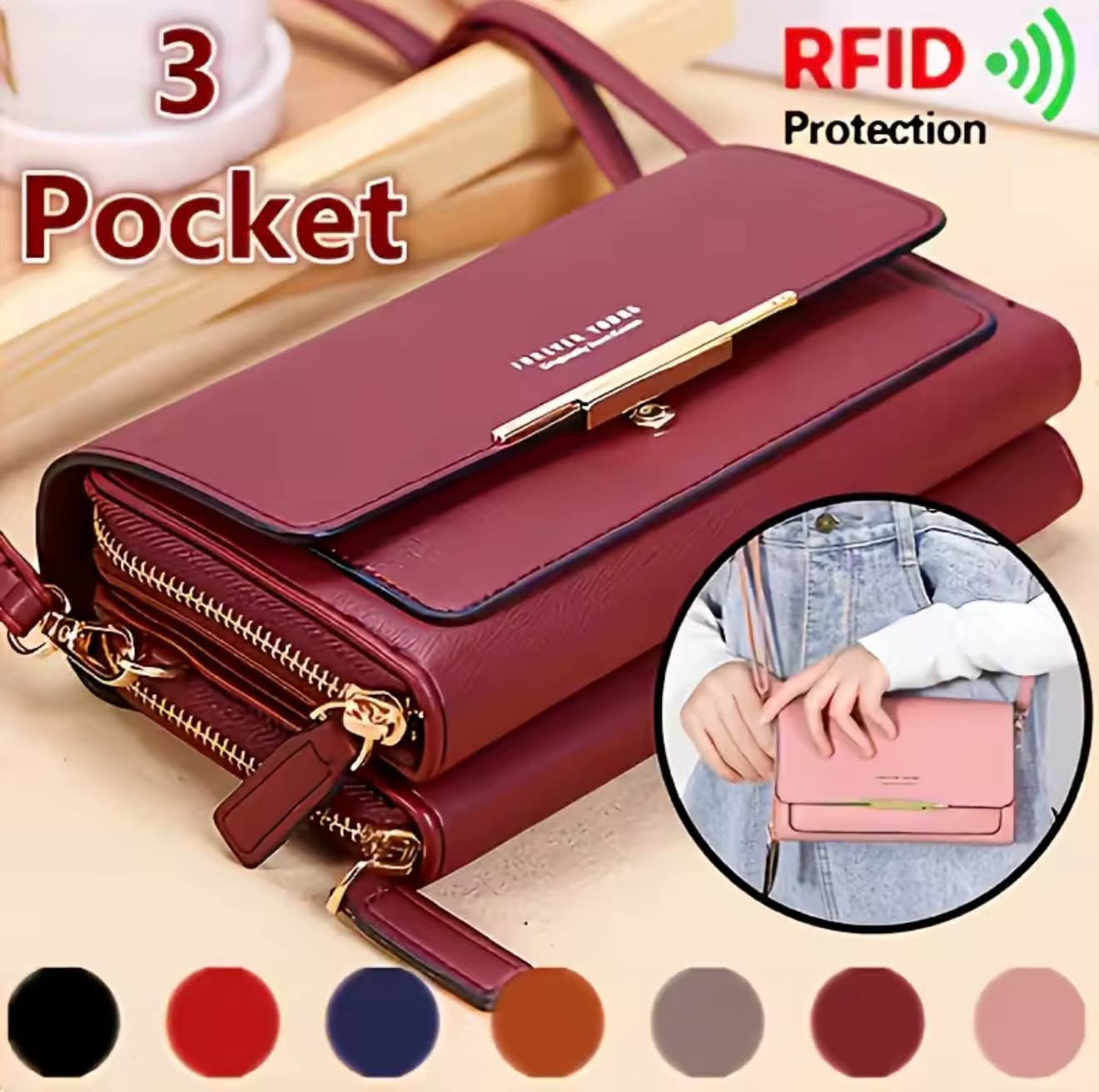 Elegant Women’s Crossbody Wallet
