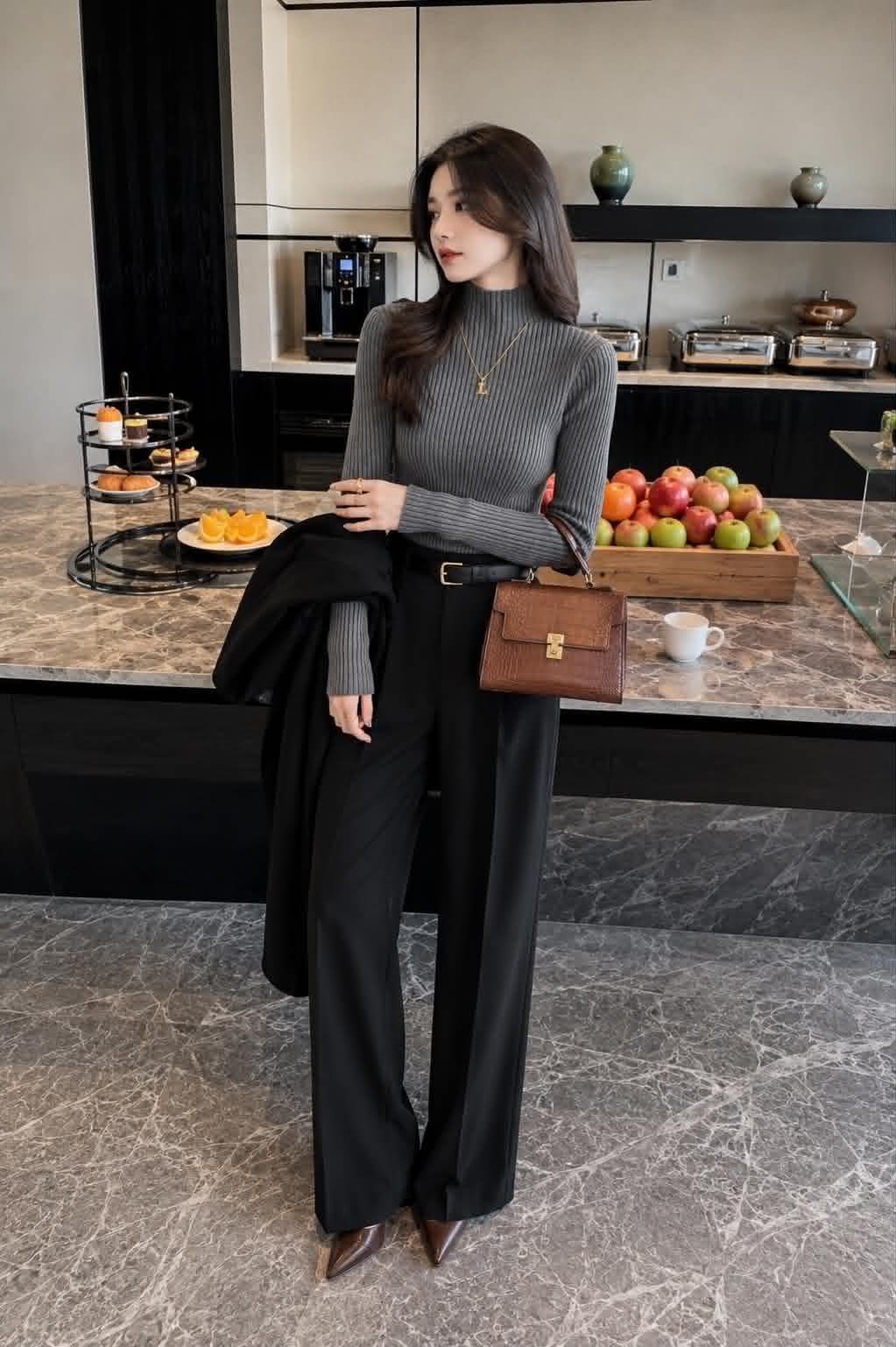 Women’s Ribbed Turtleneck Sweater – Long Sleeve Slim Fit Knit Top
