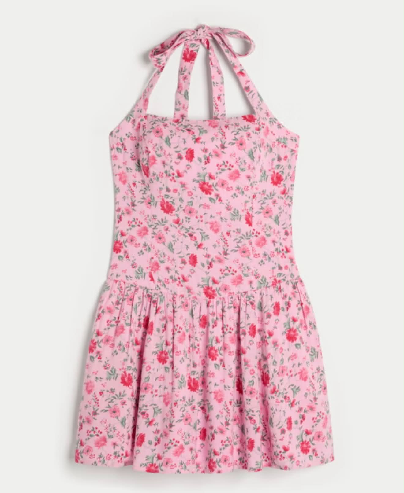Vestido mini con cintura baja y tirantes