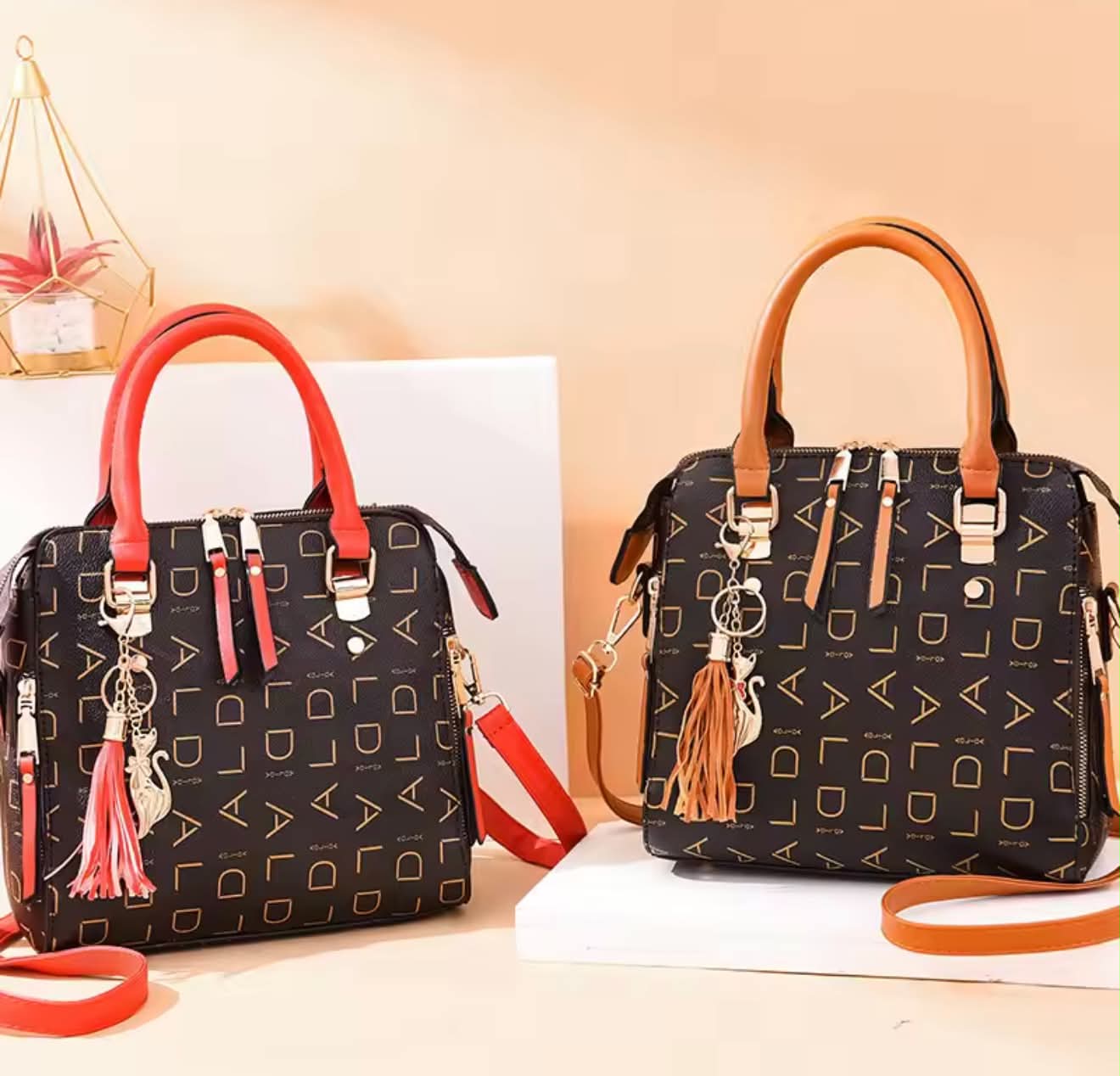 Luxury Monogram Handbag with Tassel Charm