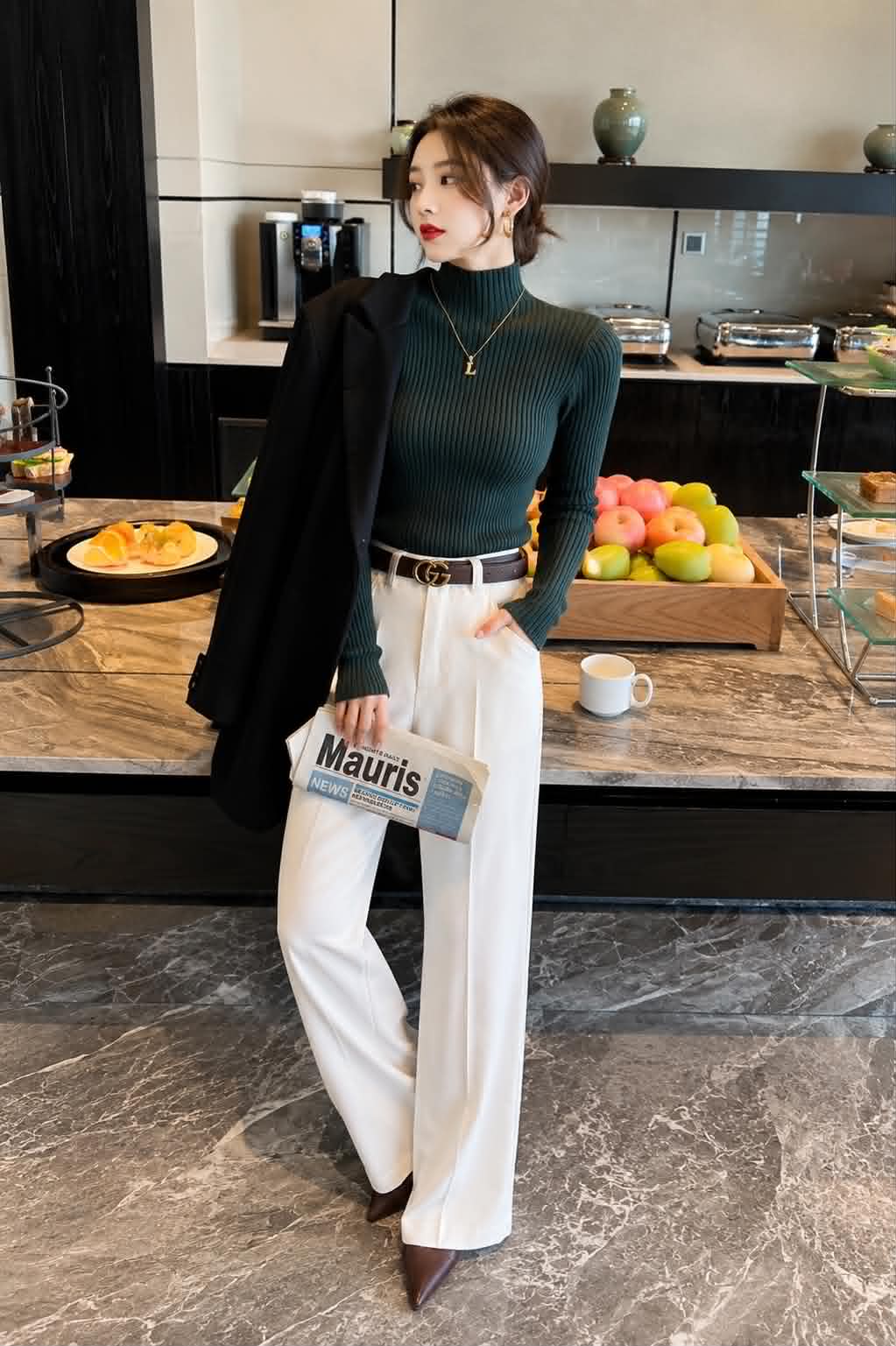 Women’s Ribbed Turtleneck Sweater – Long Sleeve Slim Fit Knit Top