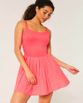 Pink Pleated Active Mini Dress