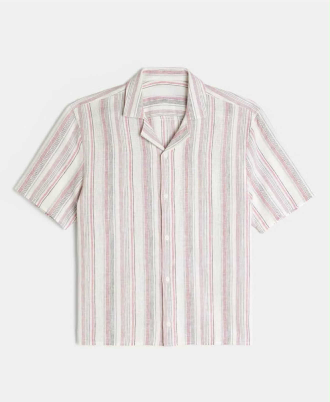 Men’s Relaxed Linen Blend Striped Short Sleeve Shirt