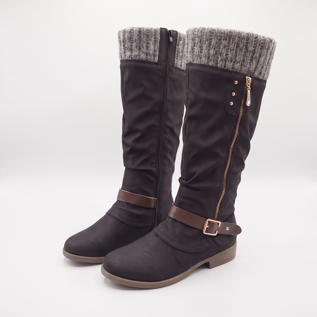 COSY KNIT TOP KNEE HIGH BOOTS